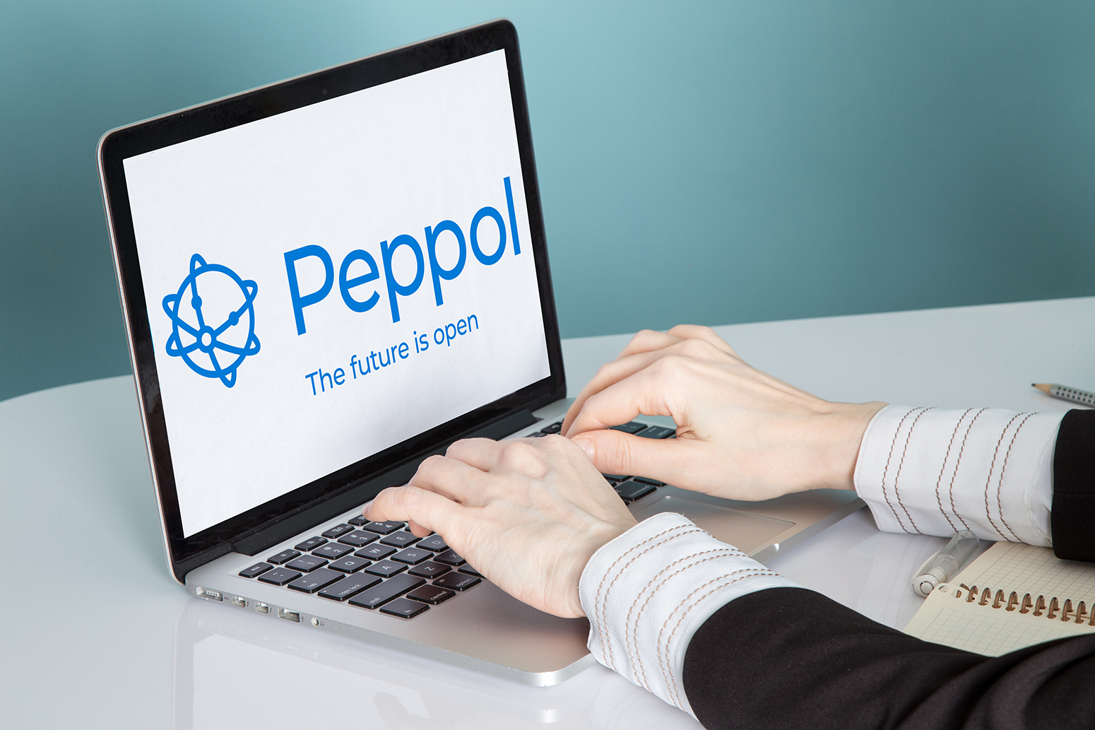 Peppol API integration displayed on a laptop for connecting business systems to electronic invoicing networks.